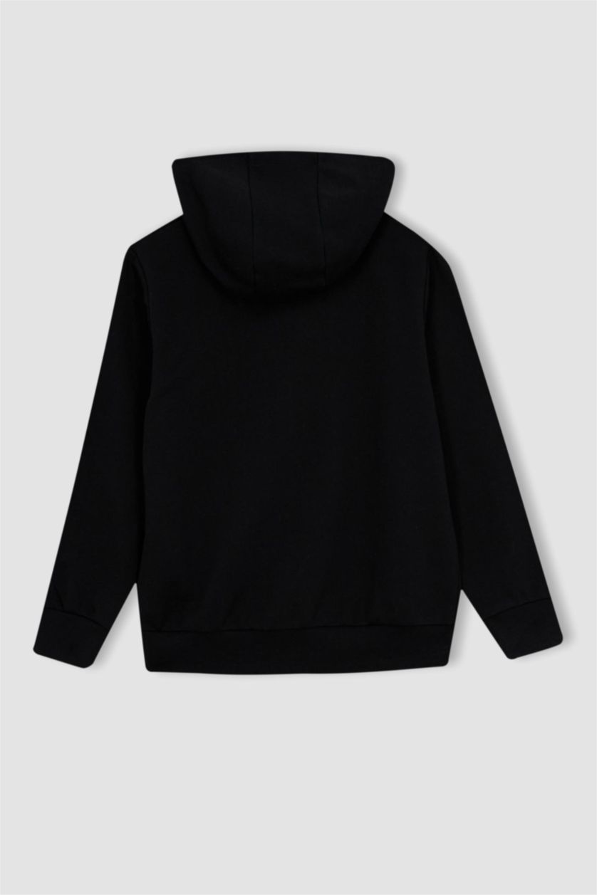BOYS & TEENS Black Boy Hooded Cardigan