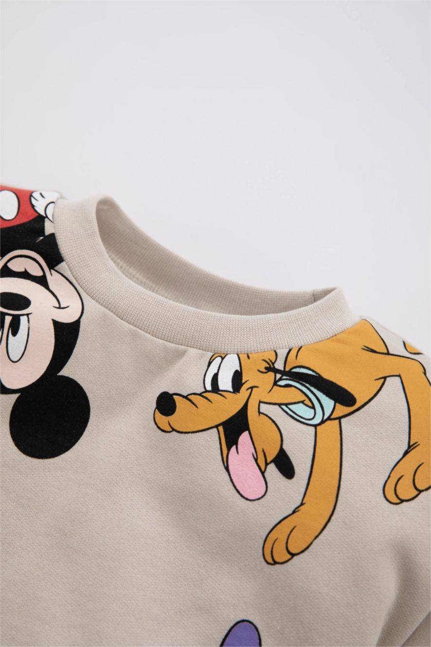 BÉBÉ FILLE Beige Ensemble En Tricot Tissu Sweat Fin Col Ras Du Cou Manche Longue 2 Mickey & Minnie (Standard Characters) BéBé Fille