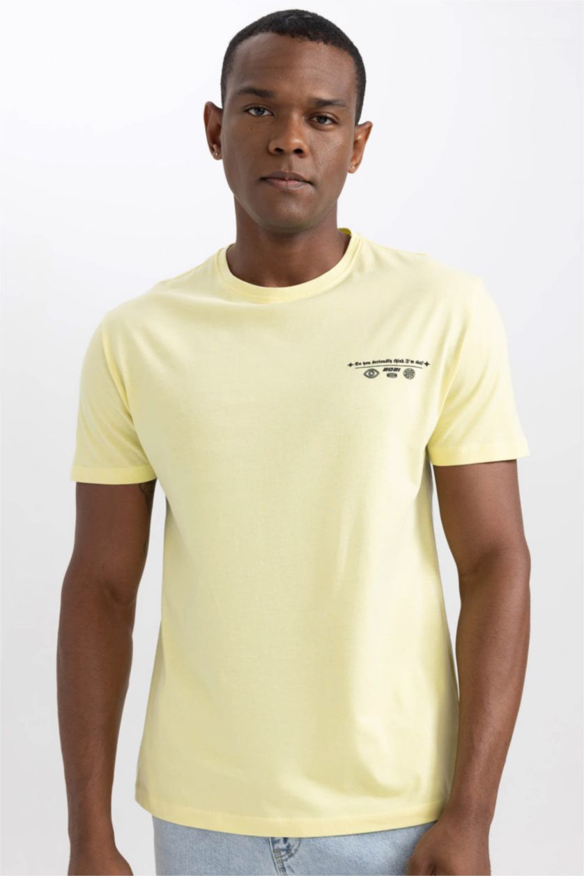 MAN Light Yellow Regular Fit Short Sleeve T-Shirt