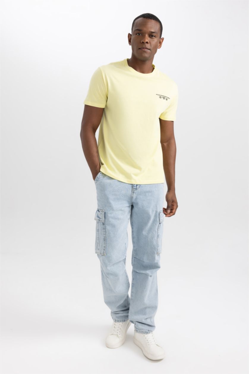 MAN Light Yellow Regular Fit Short Sleeve T-Shirt