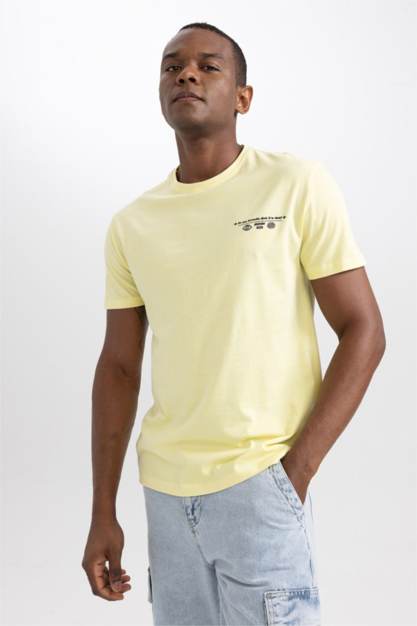 MAN Light Yellow Regular Fit Short Sleeve T-Shirt