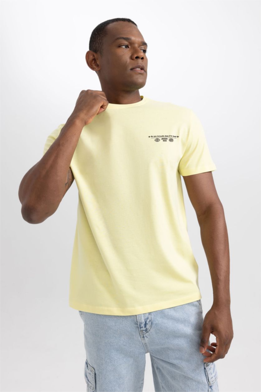 MAN Light Yellow Regular Fit Short Sleeve T-Shirt
