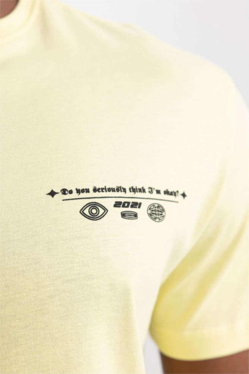 MAN Light Yellow Regular Fit Short Sleeve T-Shirt