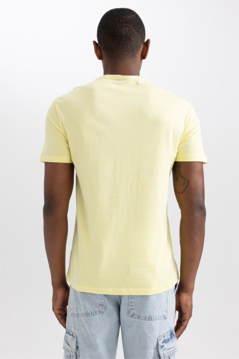 MAN Light Yellow Regular Fit Short Sleeve T-Shirt