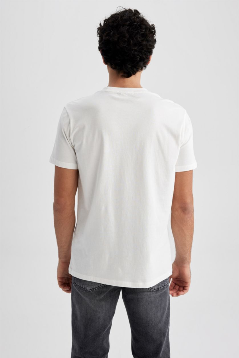 رجالي بيج فاتح Slim Fit Short Sleeve T-Shirt