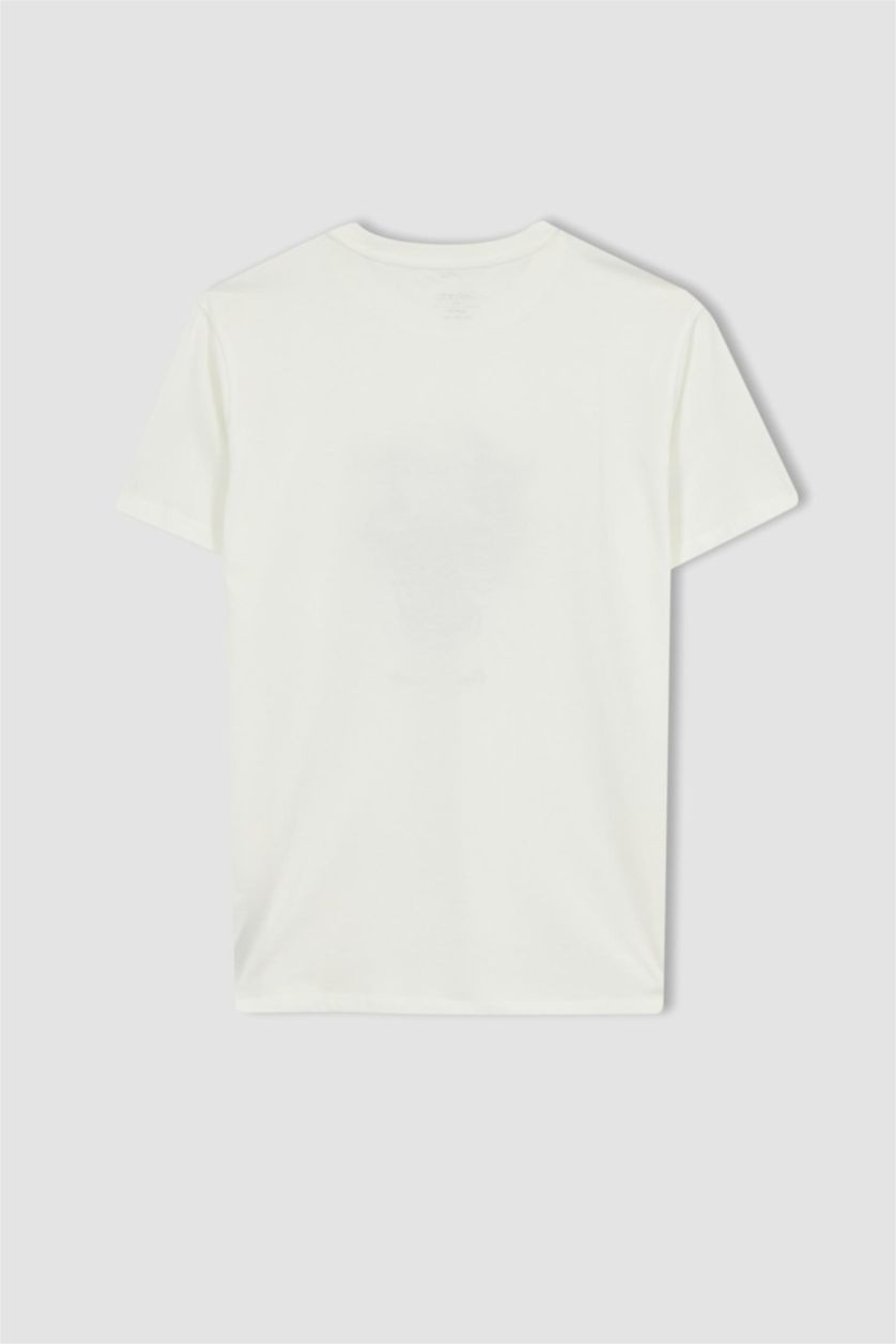 رجالي بيج فاتح Slim Fit Short Sleeve T-Shirt