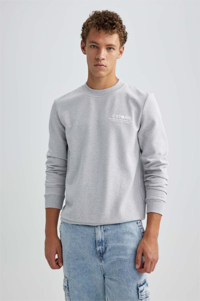 HOMME Grimelanj Sweat-Shirt Coupe Slim À Col Ras Du Cou