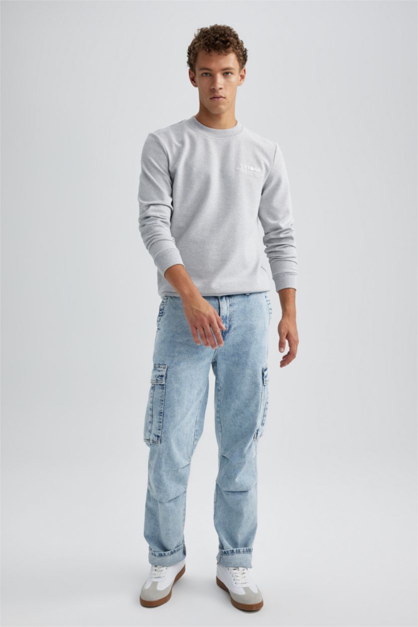 HOMME Grimelanj Sweat-Shirt Coupe Slim À Col Ras Du Cou