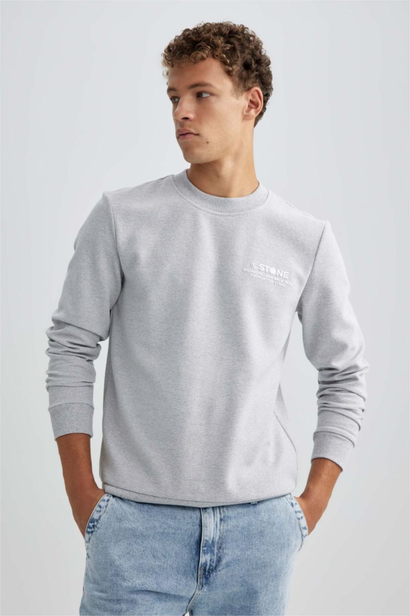 HOMME Grimelanj Sweat-Shirt Coupe Slim À Col Ras Du Cou