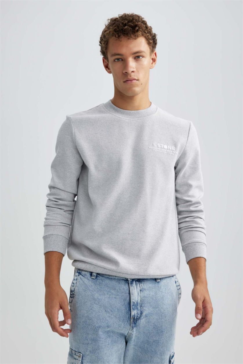 HOMME Grimelanj Sweat-Shirt Coupe Slim À Col Ras Du Cou
