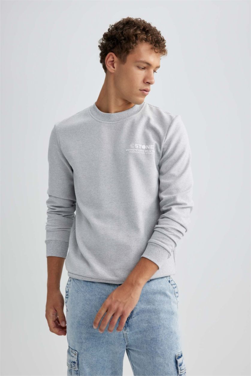 HOMME Grimelanj Sweat-Shirt Coupe Slim À Col Ras Du Cou