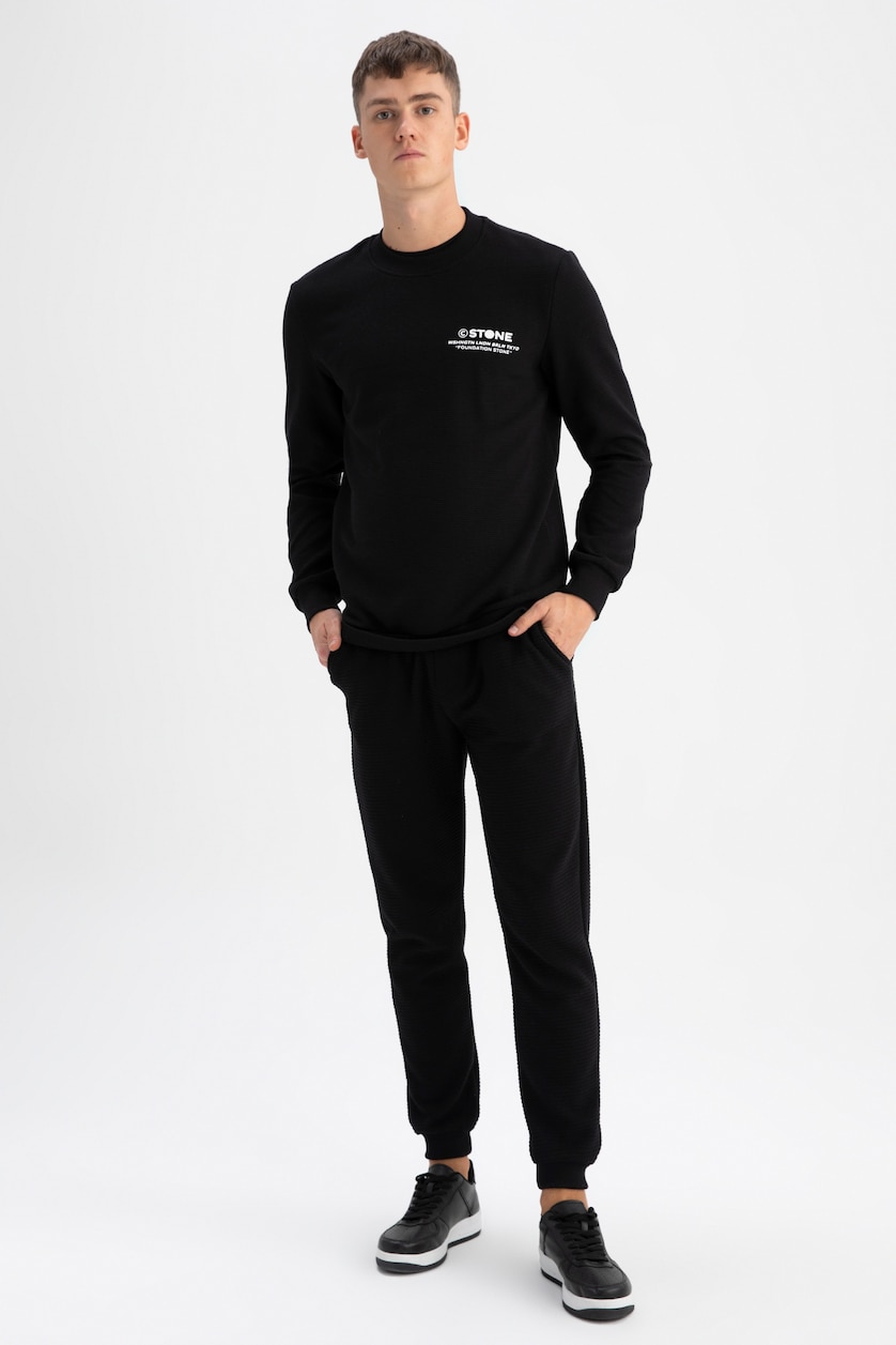 Erkek Siyah Slım Fıt Sweatshirt