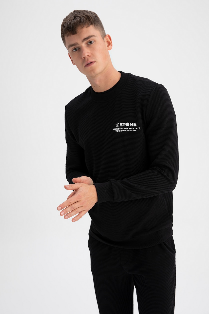 Erkek Siyah Slım Fıt Sweatshirt