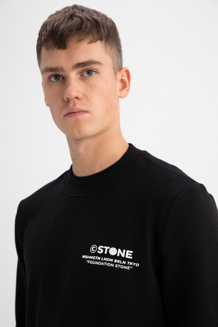 Erkek Siyah Slım Fıt Sweatshirt