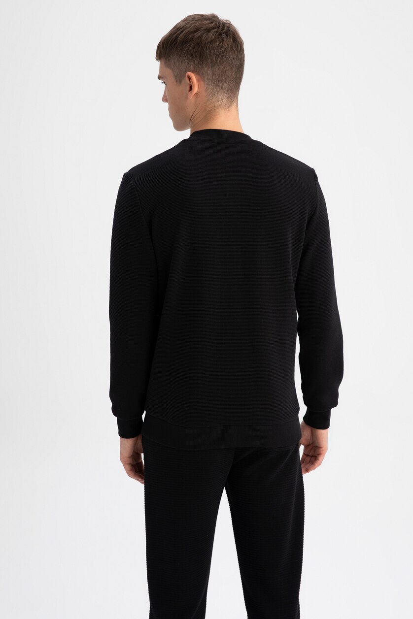 Erkek Siyah Slım Fıt Sweatshirt