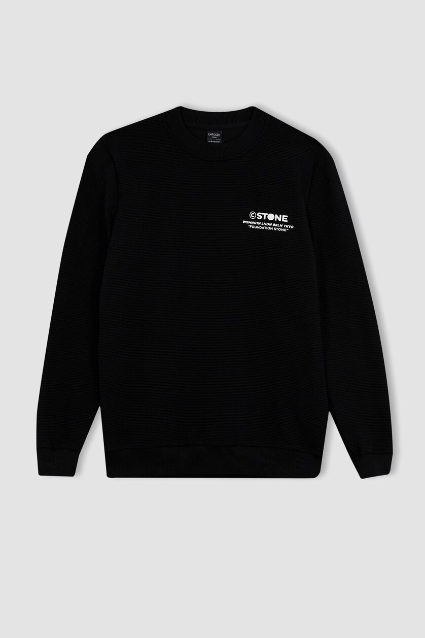 Erkek Siyah Slım Fıt Sweatshirt