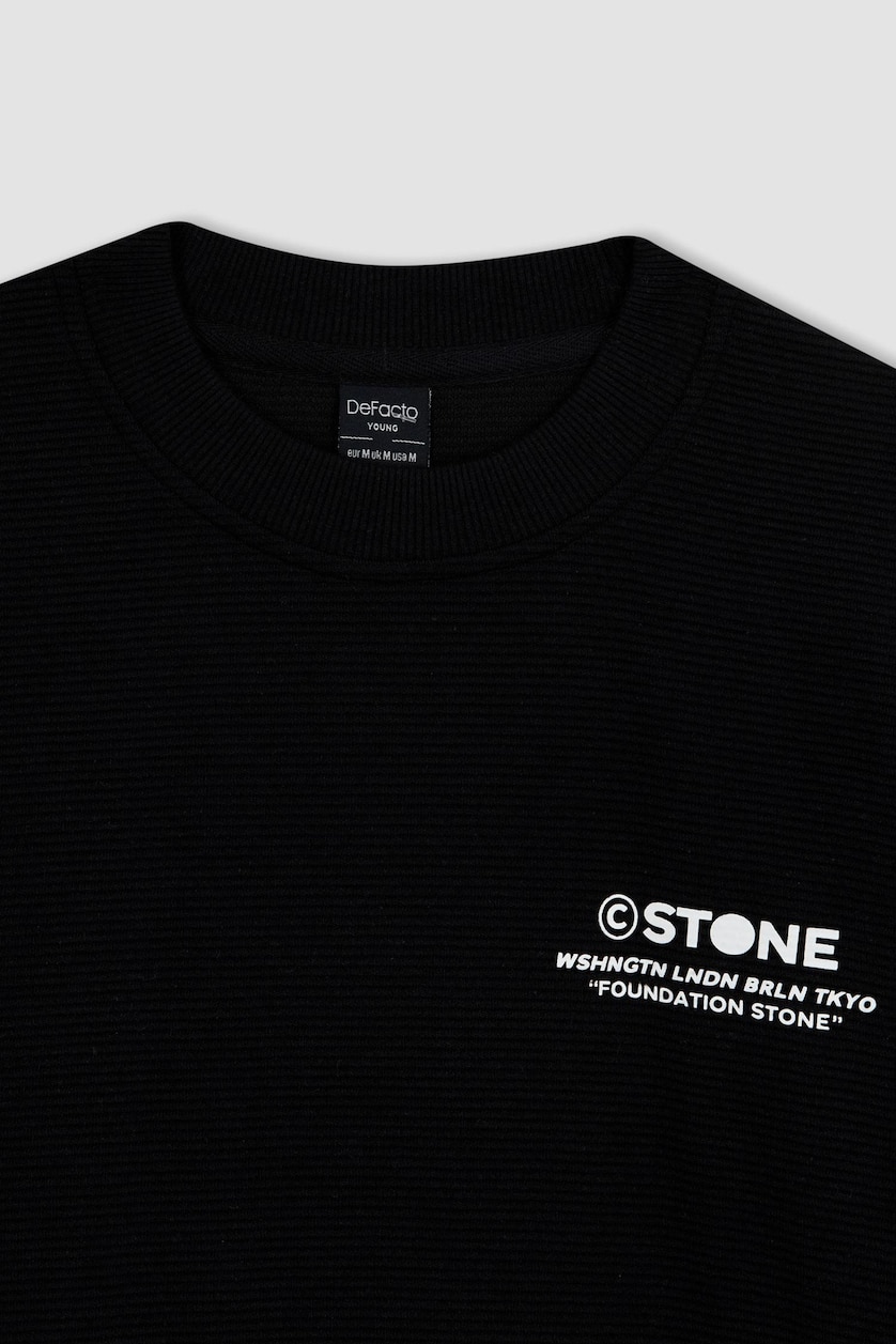 Erkek Siyah Slım Fıt Sweatshirt