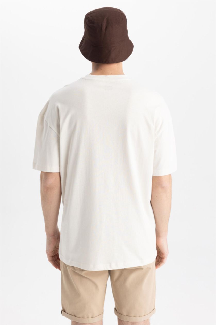 Мужчины Песочный Футболка комфортного кроя с принтом из 100% хлопка