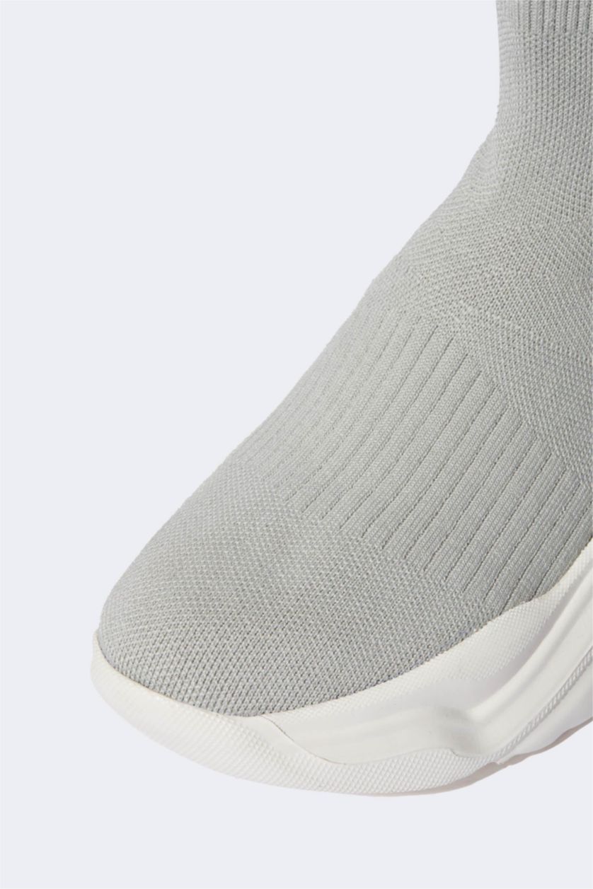 Woman Grey Women Thick Sole Casual Sock Type Shoes