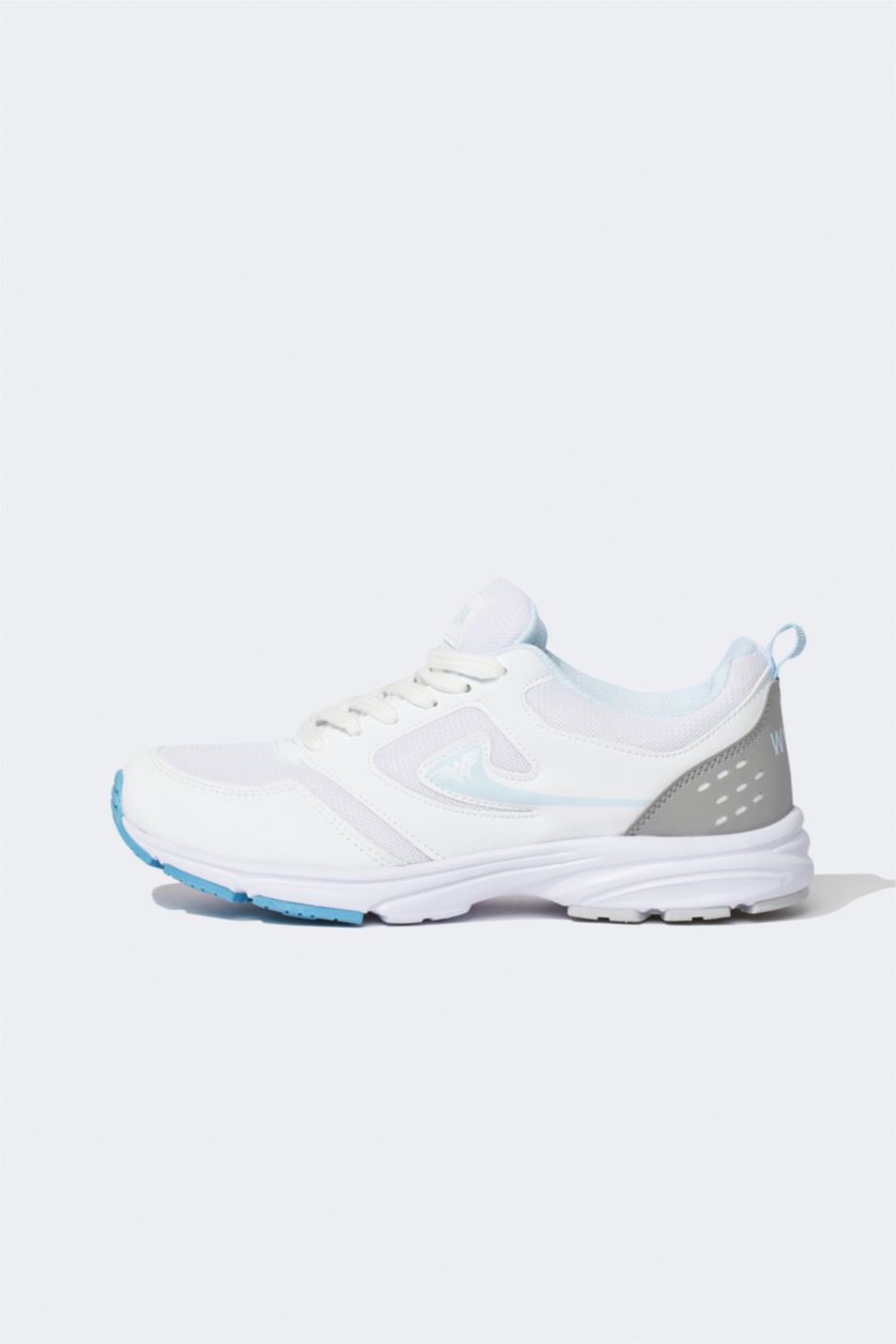 Kadın Beyaz Kadın DeFactoFit Wonder Woman Düz Taban Bağcıklı Spor Ayakkabı