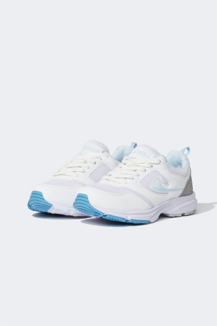 Kadın Beyaz Kadın DeFactoFit Wonder Woman Düz Taban Bağcıklı Spor Ayakkabı