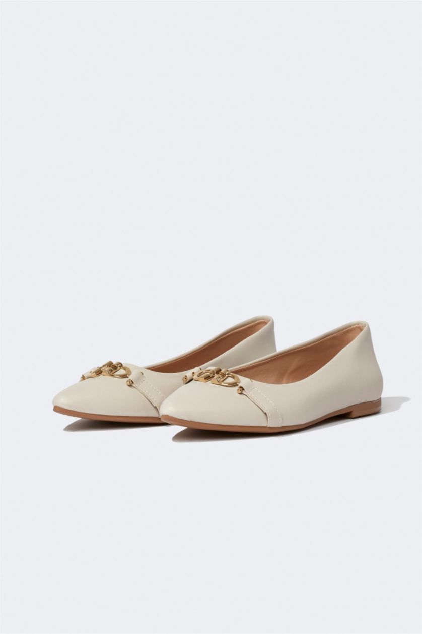 FEMME Beige Babet Femme Simili Cuir Semelle Plate