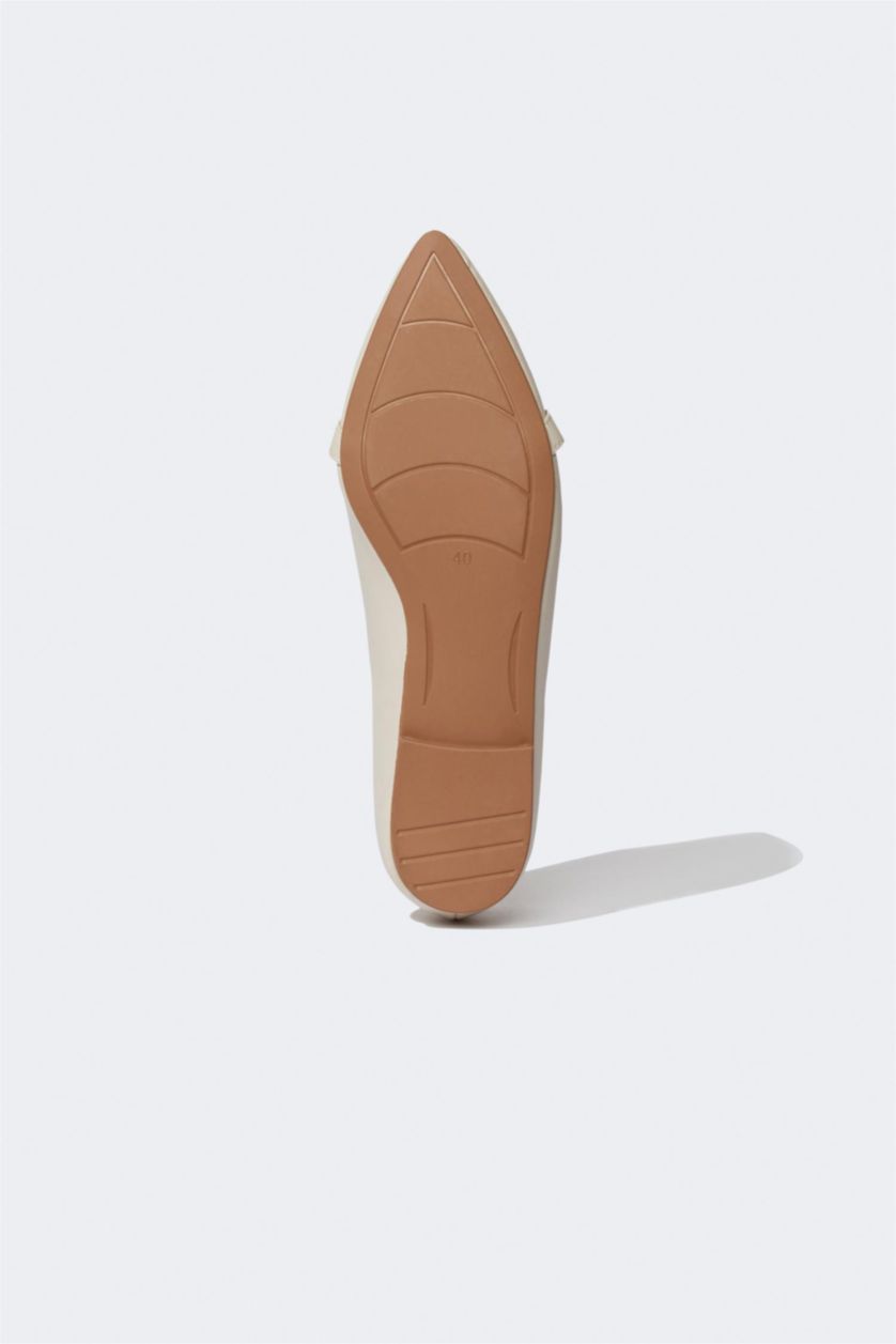 FEMME Beige Babet Femme Simili Cuir Semelle Plate