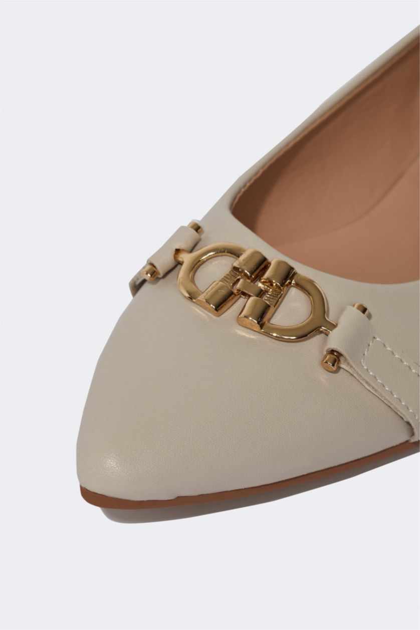 FEMME Beige Babet Femme Simili Cuir Semelle Plate