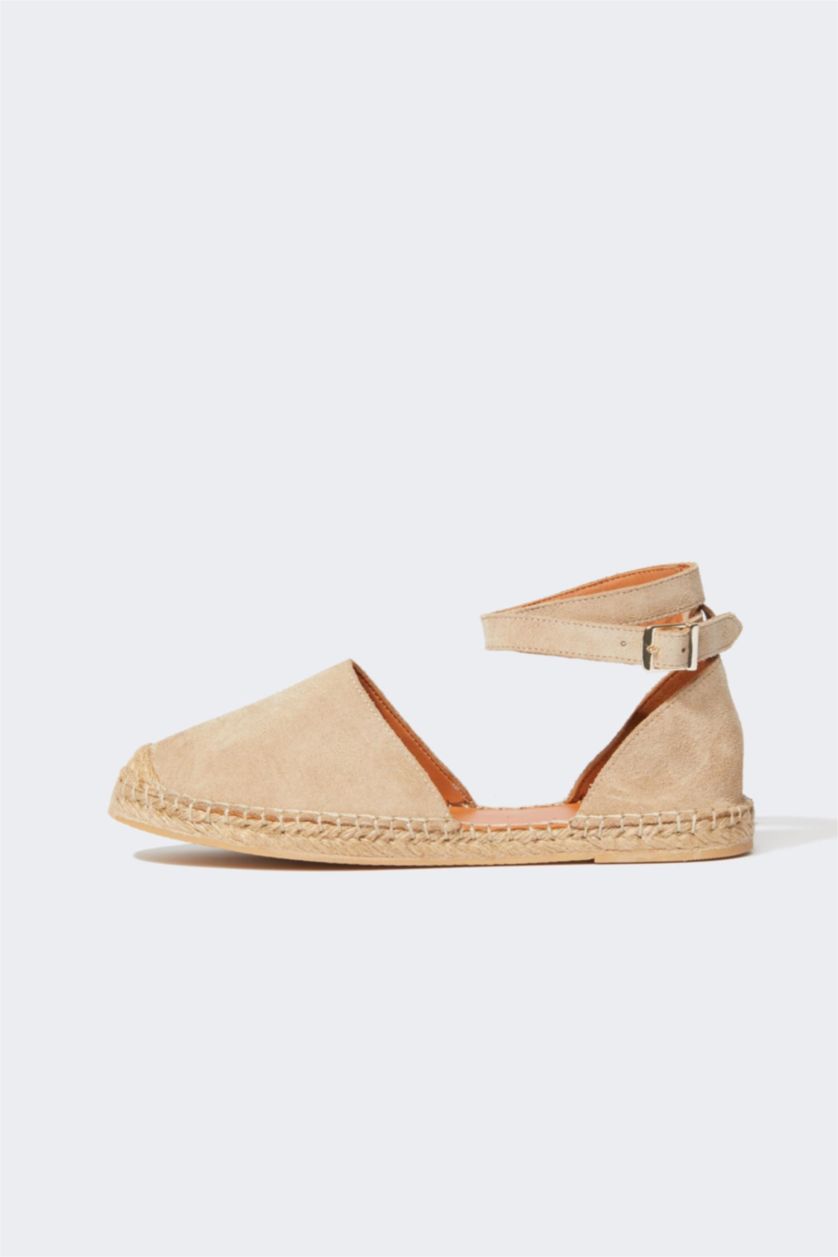FEMME Beige Espadrilles Cuir Daim