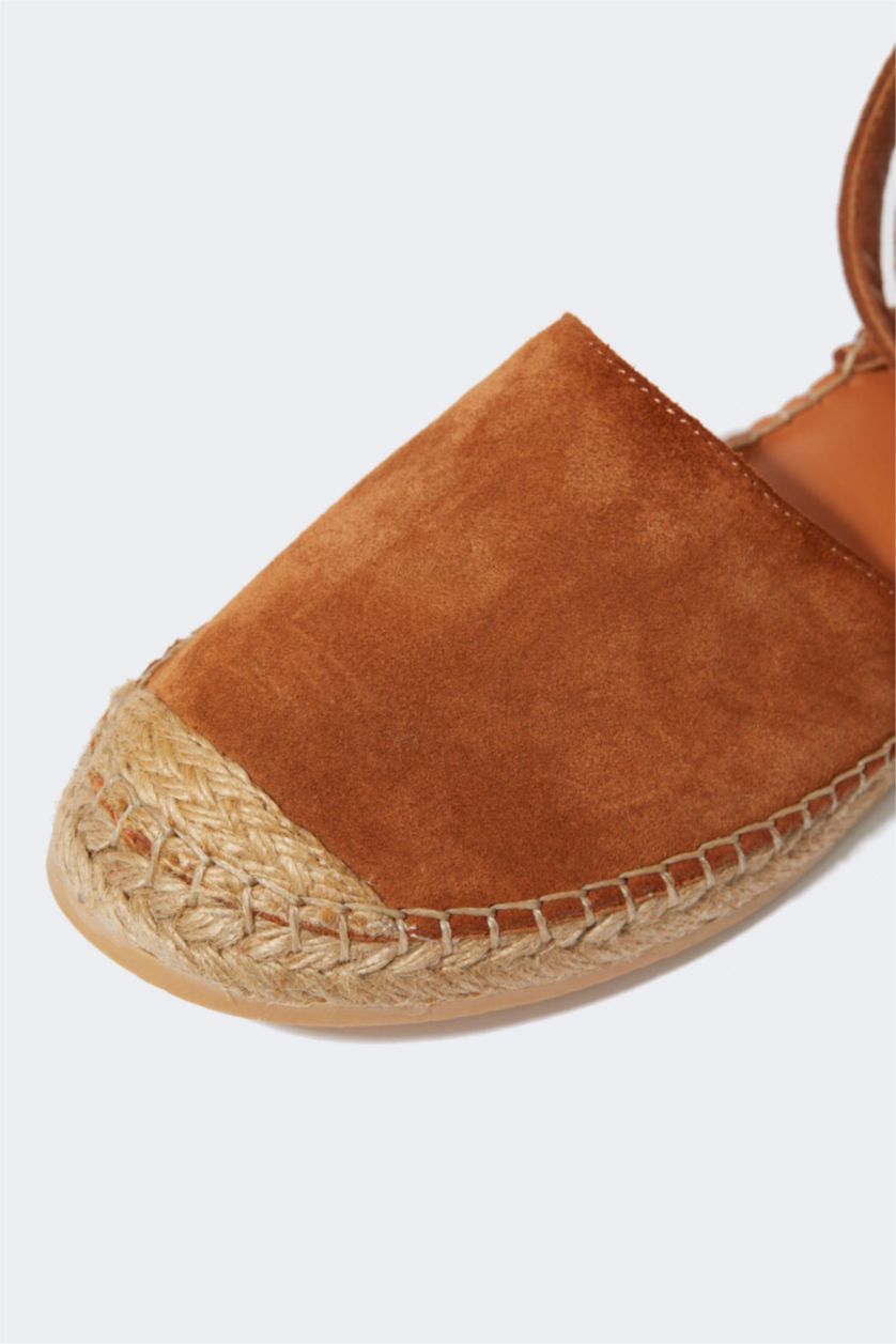 FEMME Marron Espadrilles Cuir Daim
