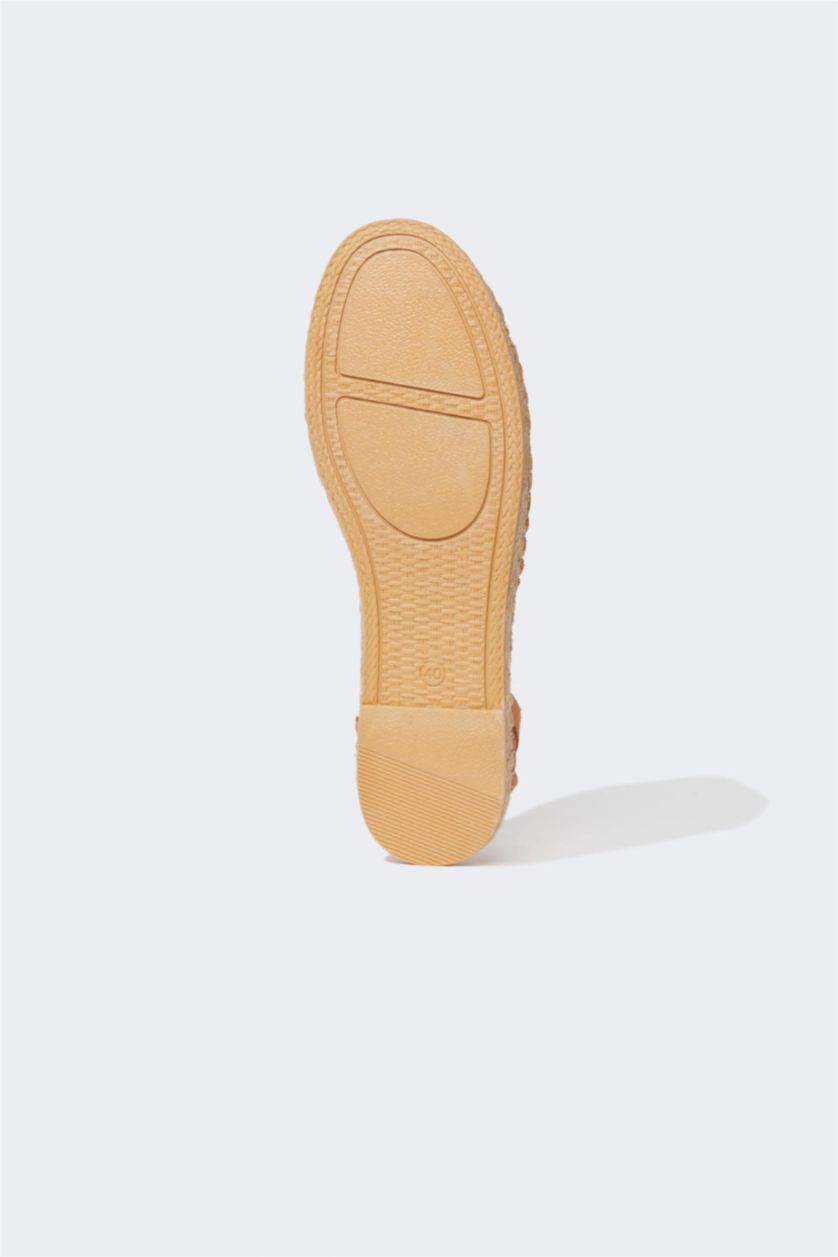 FEMME Orange Espadrilles Cuir Daim