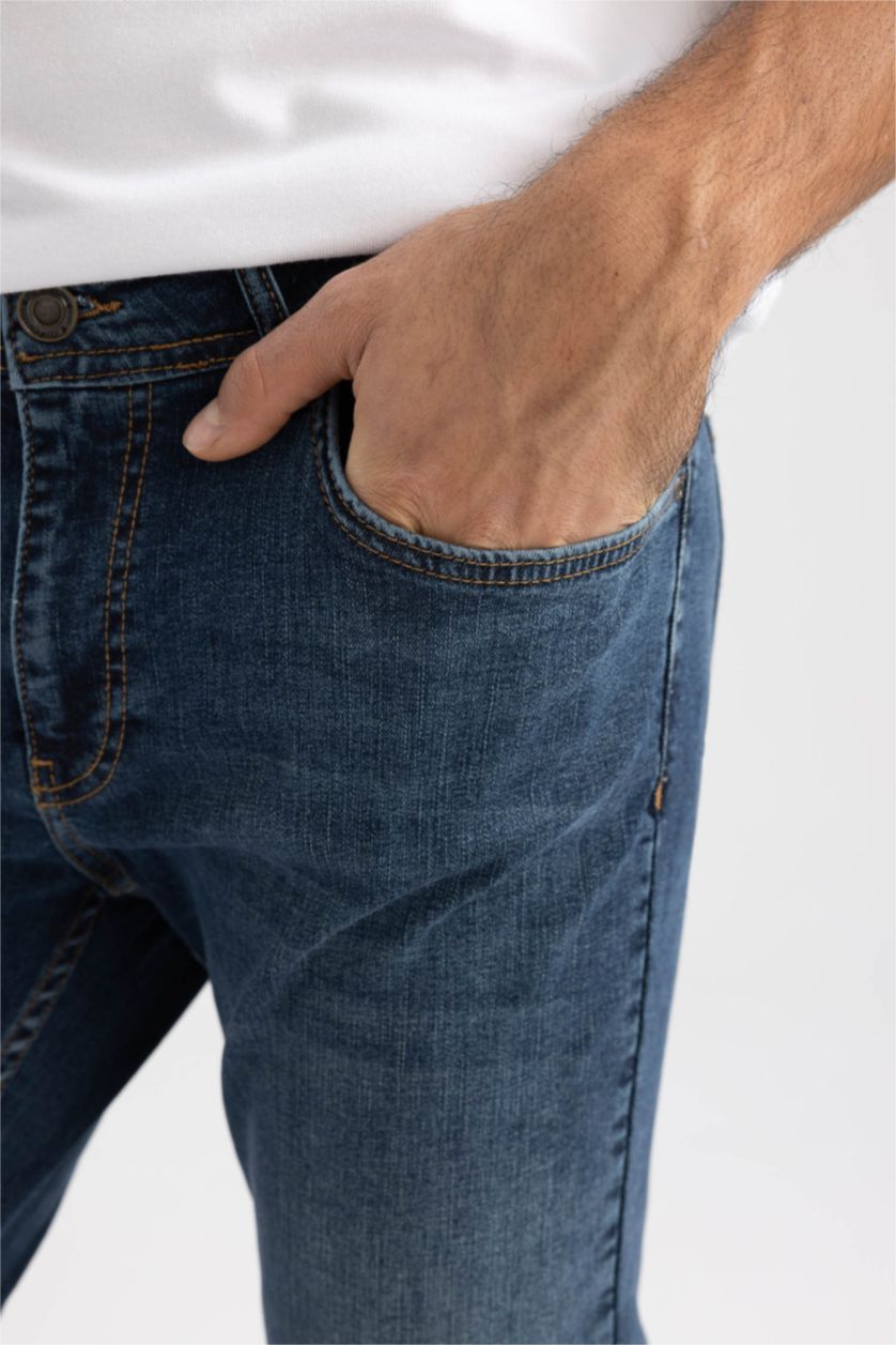 Erkek Koyu Mavi Carlo Skınny Fıt Normal Bel Dar Paça Pantolon