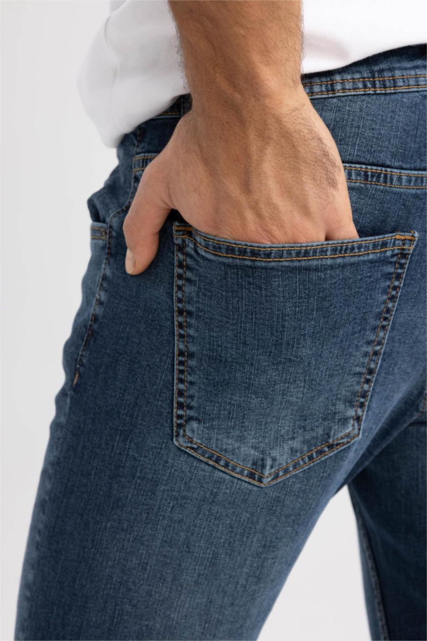 Erkek Koyu Mavi Carlo Skınny Fıt Normal Bel Dar Paça Pantolon