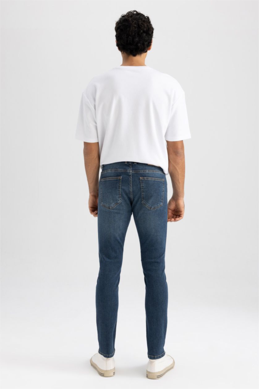 Erkek Koyu Mavi Carlo Skınny Fıt Normal Bel Dar Paça Pantolon