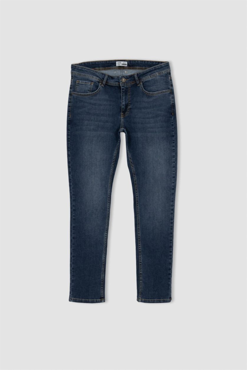 Erkek Koyu Mavi Carlo Skınny Fıt Normal Bel Dar Paça Pantolon