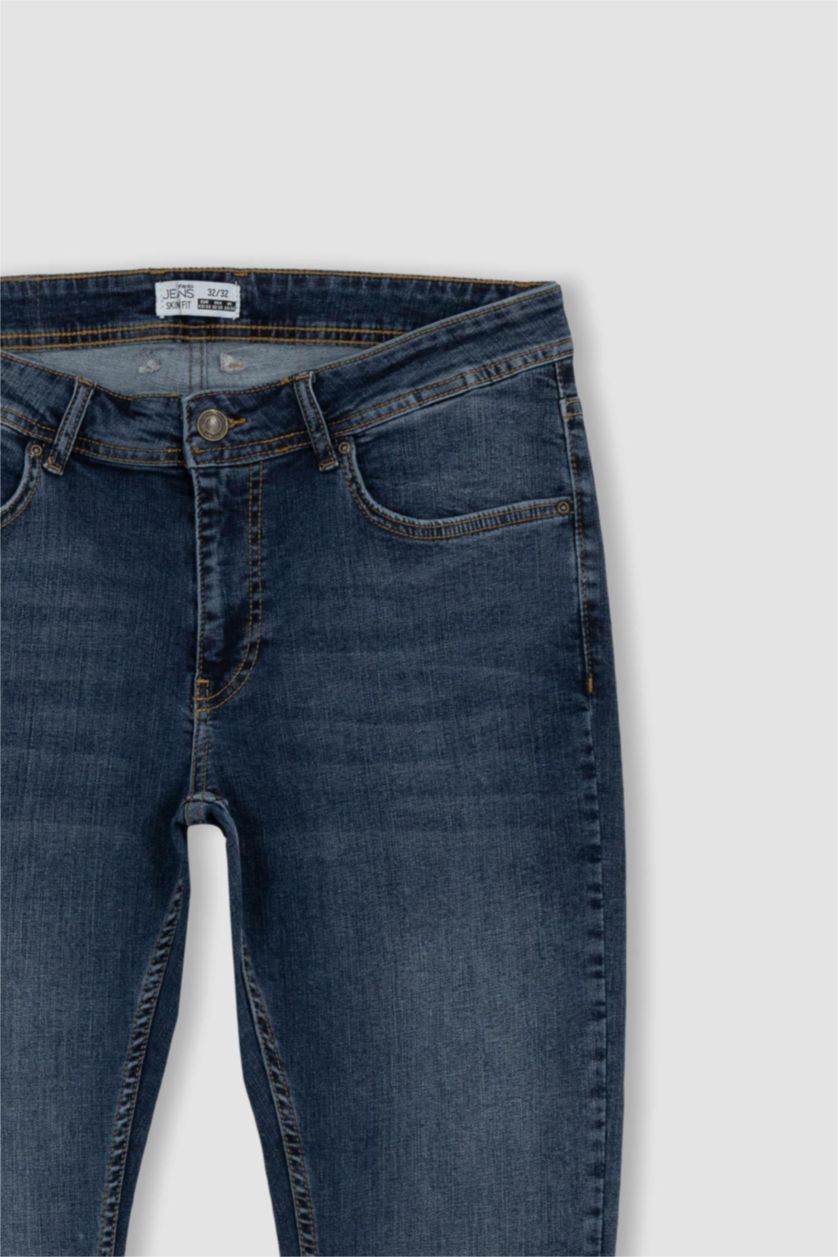 Erkek Koyu Mavi Carlo Skınny Fıt Normal Bel Dar Paça Pantolon