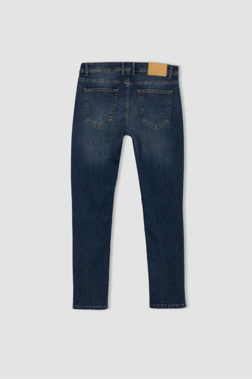 Erkek Koyu Mavi Carlo Skınny Fıt Normal Bel Dar Paça Pantolon