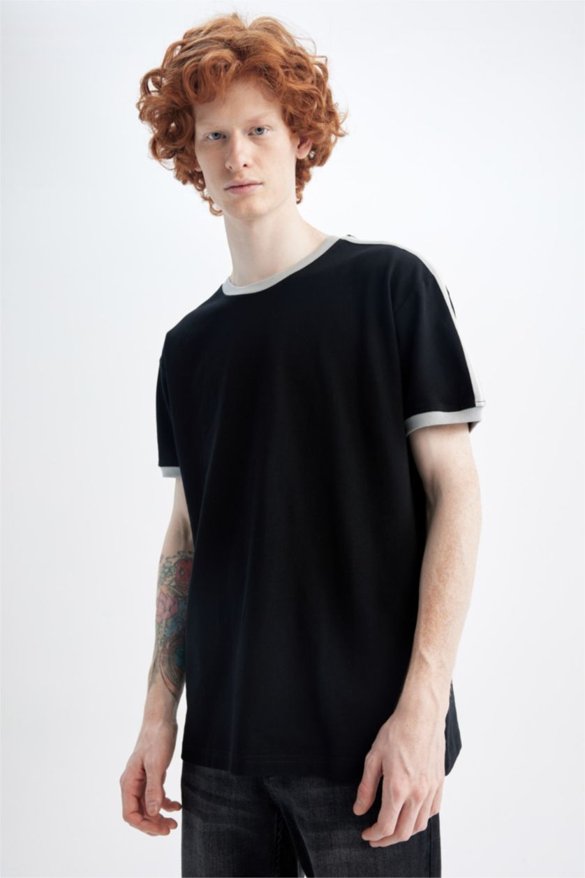 MAN Black Regular Fit Pique Short Sleeve T-Shirt