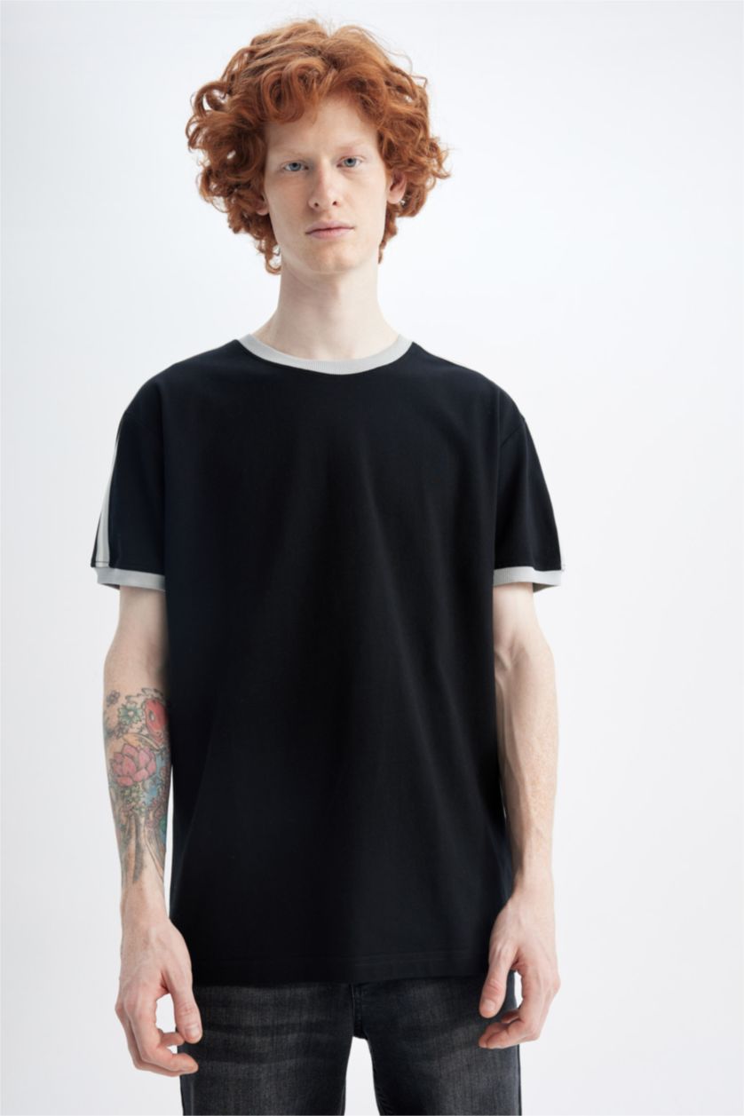 MAN Black Regular Fit Pique Short Sleeve T-Shirt