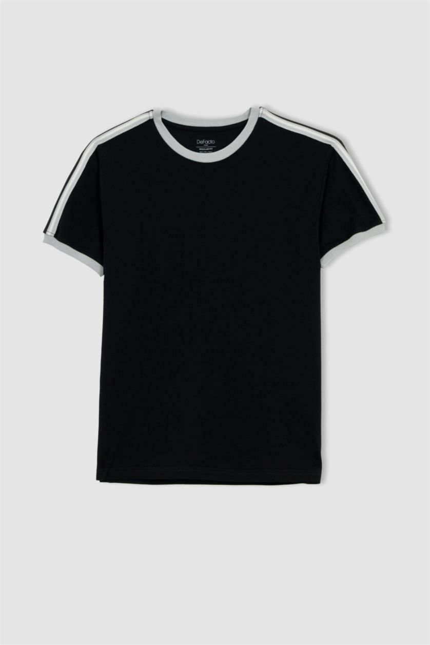 MAN Black Regular Fit Pique Short Sleeve T-Shirt