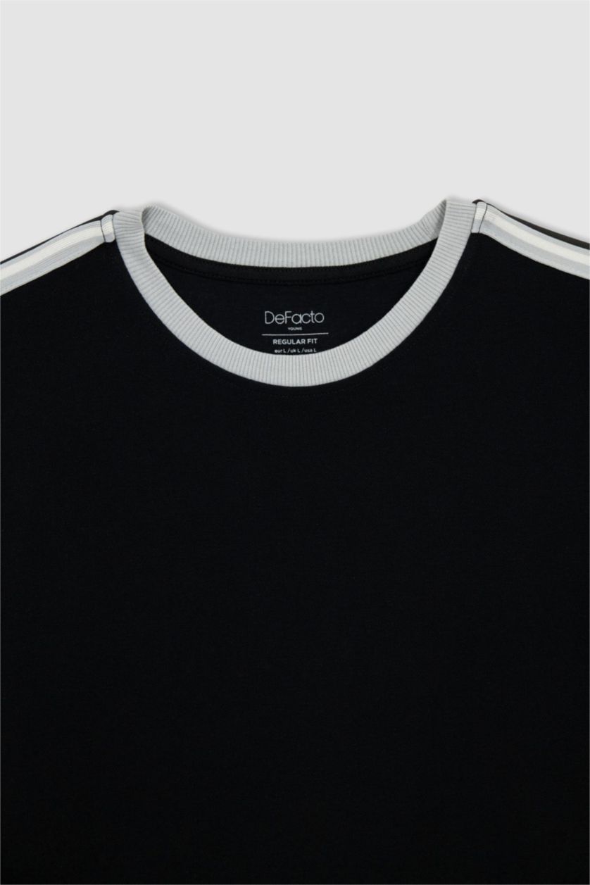 MAN Black Regular Fit Pique Short Sleeve T-Shirt