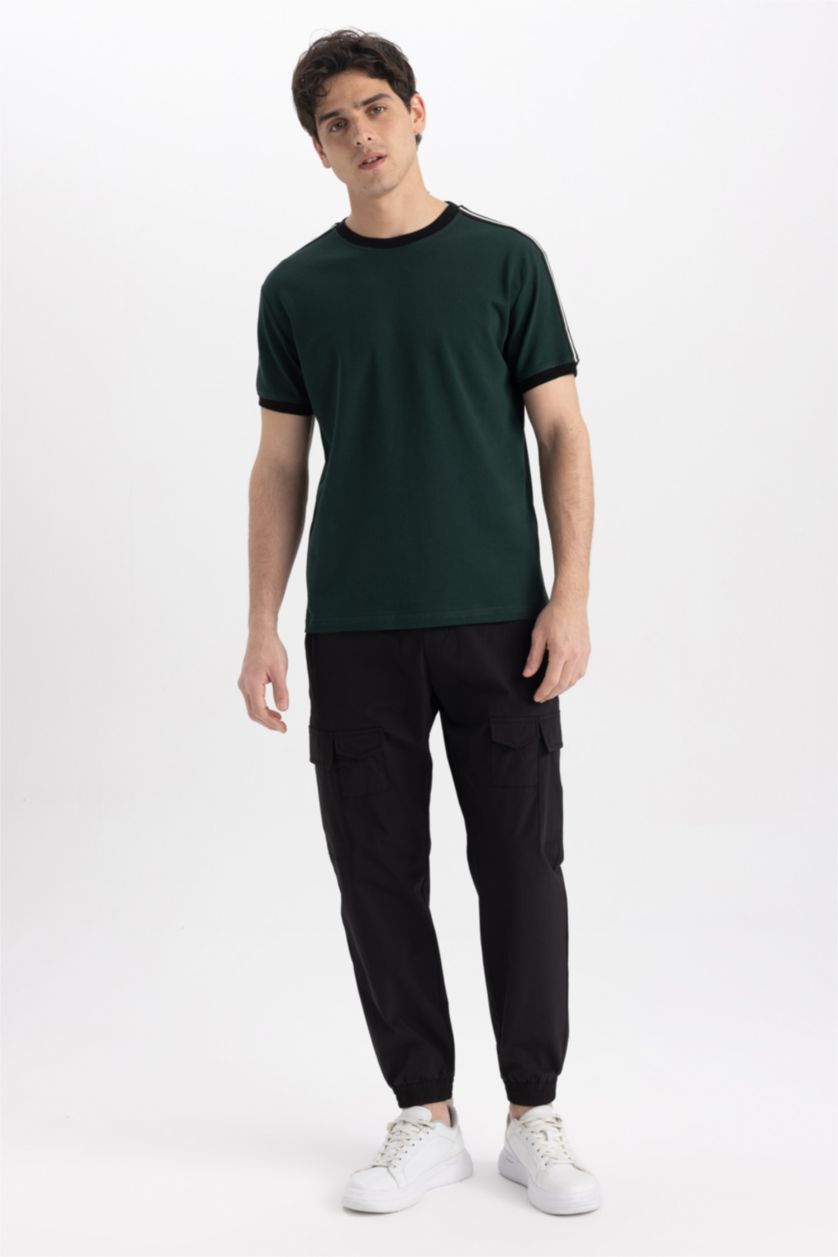 HOMME Vert Foncé T-Shirt Coupe Classique À Col Rond