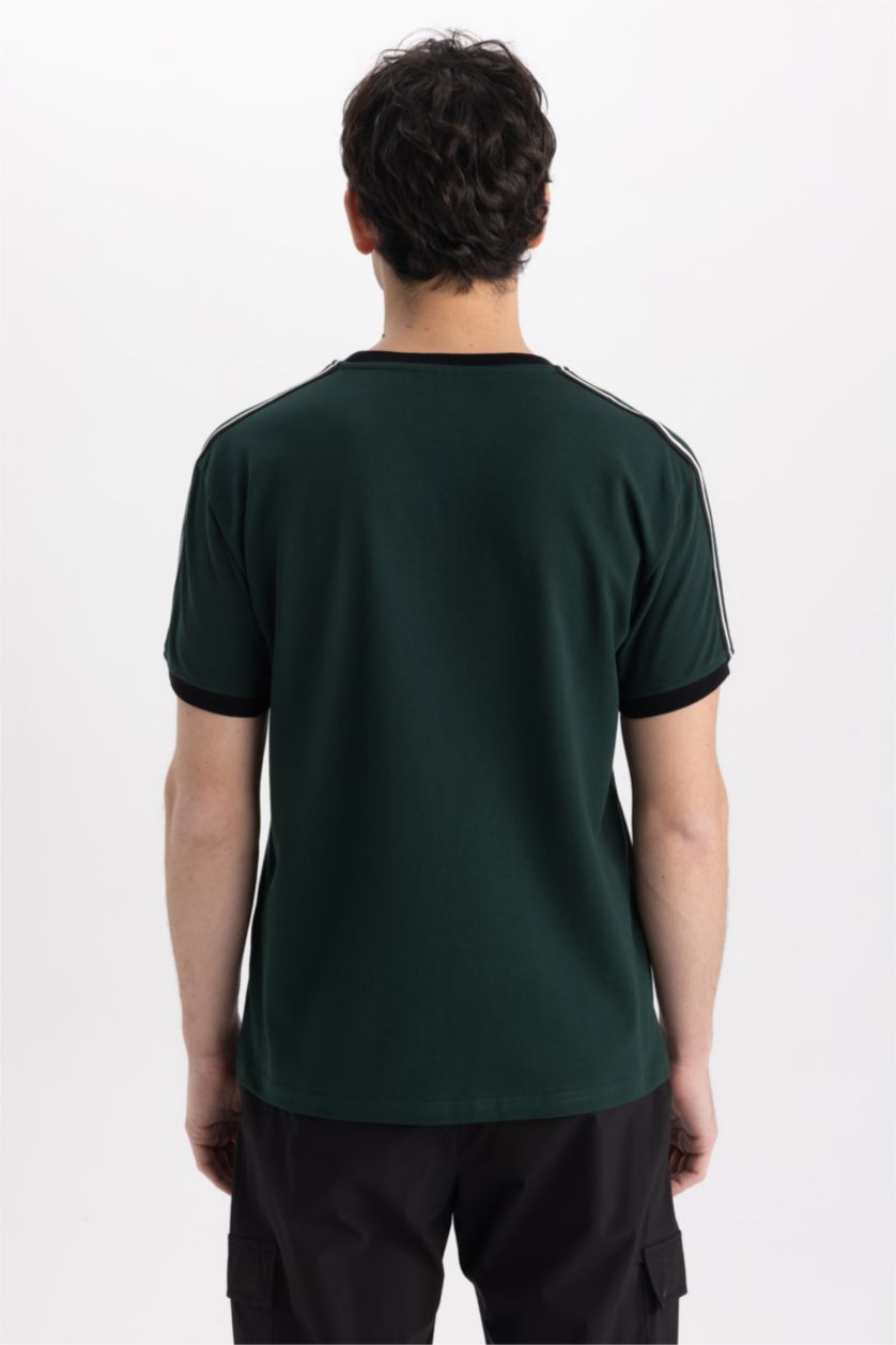HOMME Vert Foncé T-Shirt Coupe Classique À Col Rond