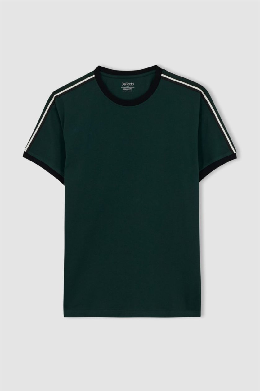 HOMME Vert Foncé T-Shirt Coupe Classique À Col Rond