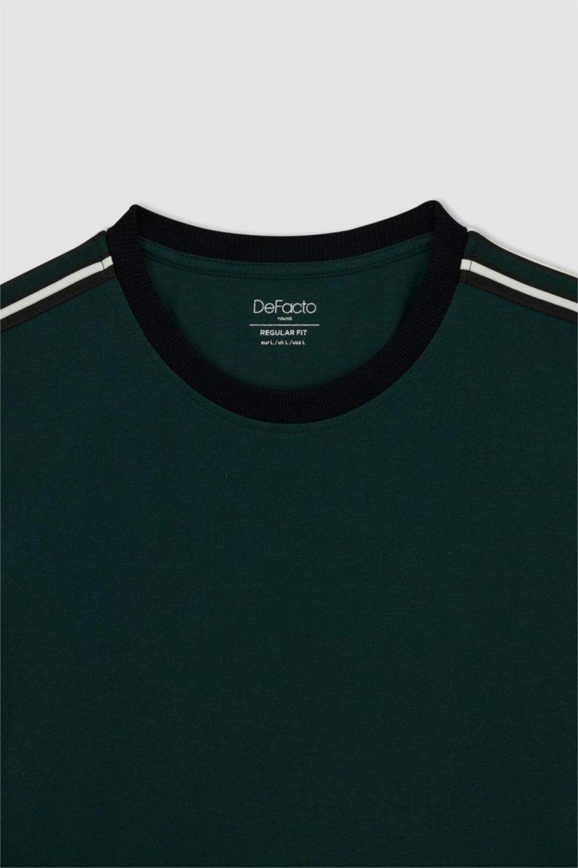 HOMME Vert Foncé T-Shirt Coupe Classique À Col Rond