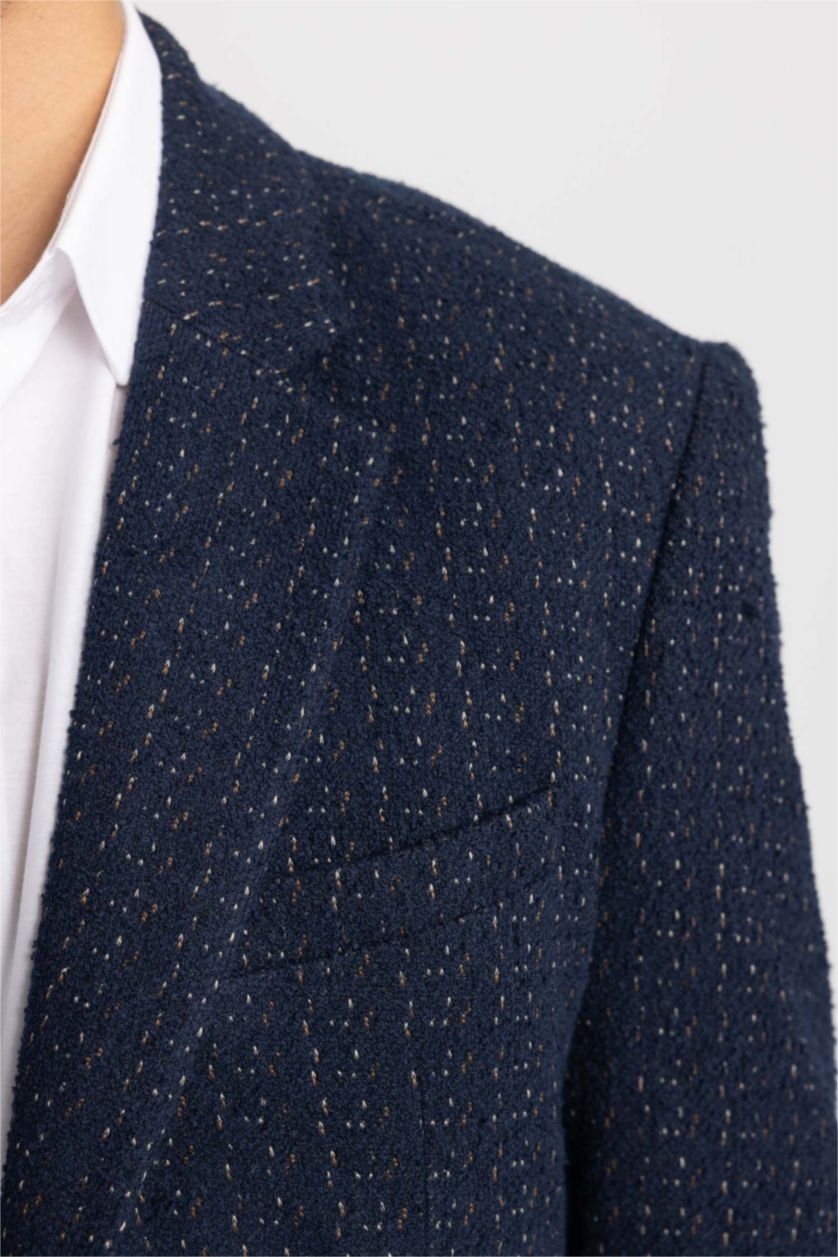 Erkek Lacivert Slım Fıt Blazer Ceket