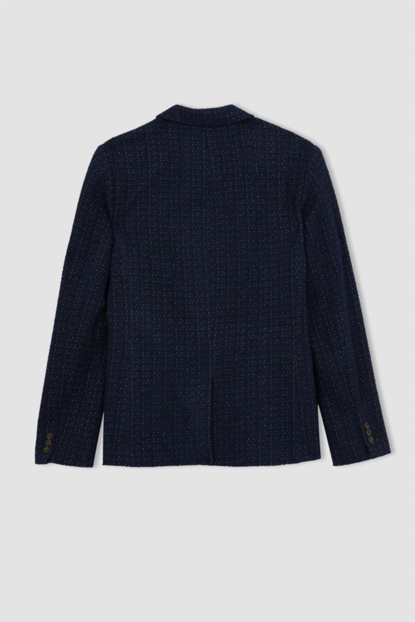 Erkek Lacivert Slım Fıt Blazer Ceket