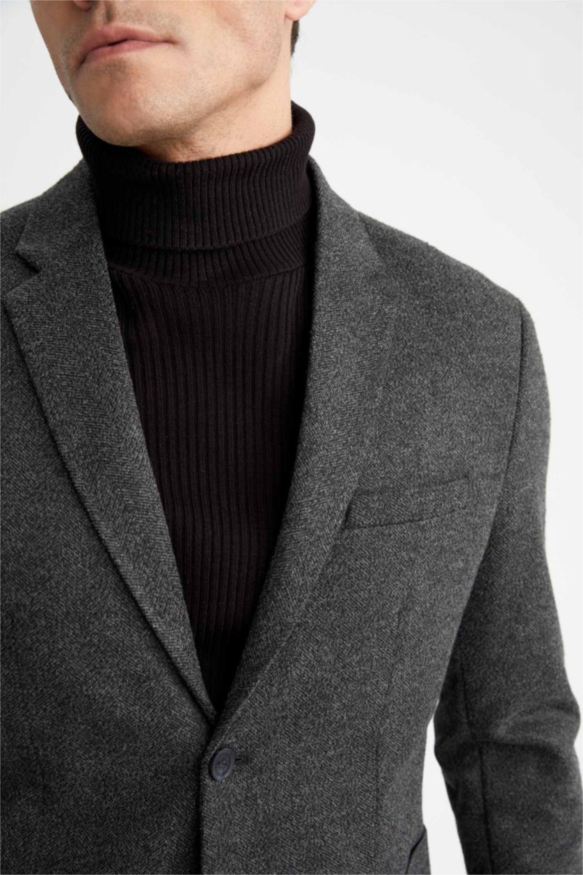 رجال أنثرا سترة بليزر سليم فيت  مبطن