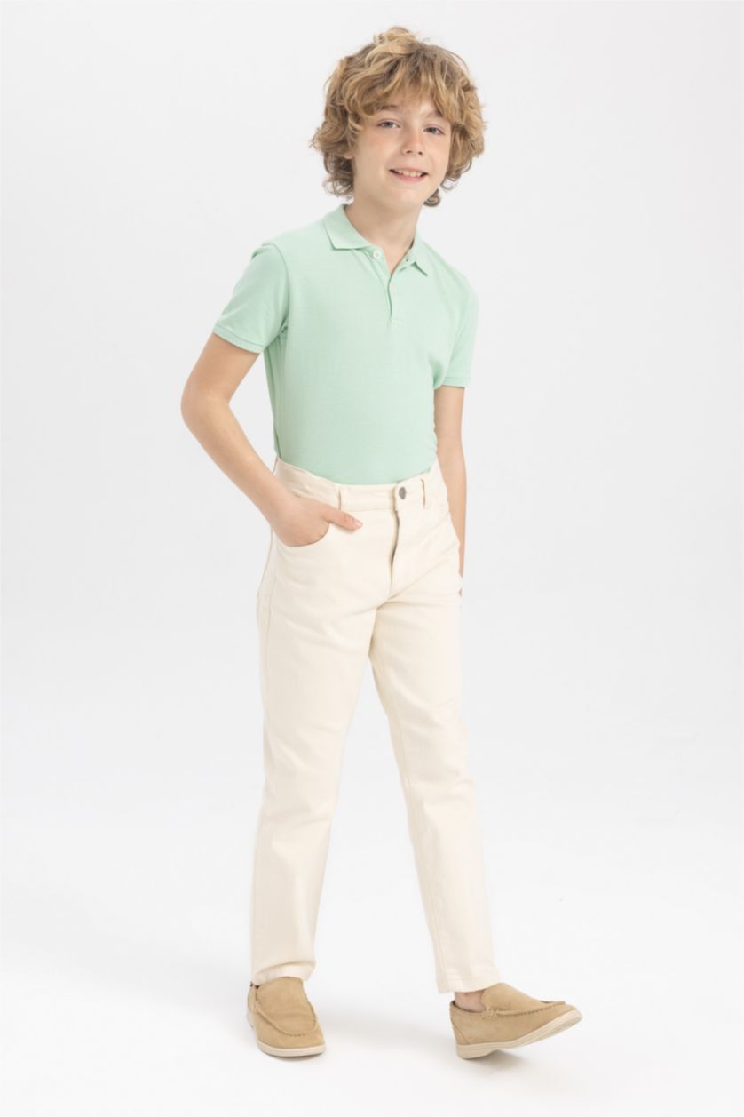 BOYS & TEENS Ecru Boy Regular Fit Gabardine Trousers