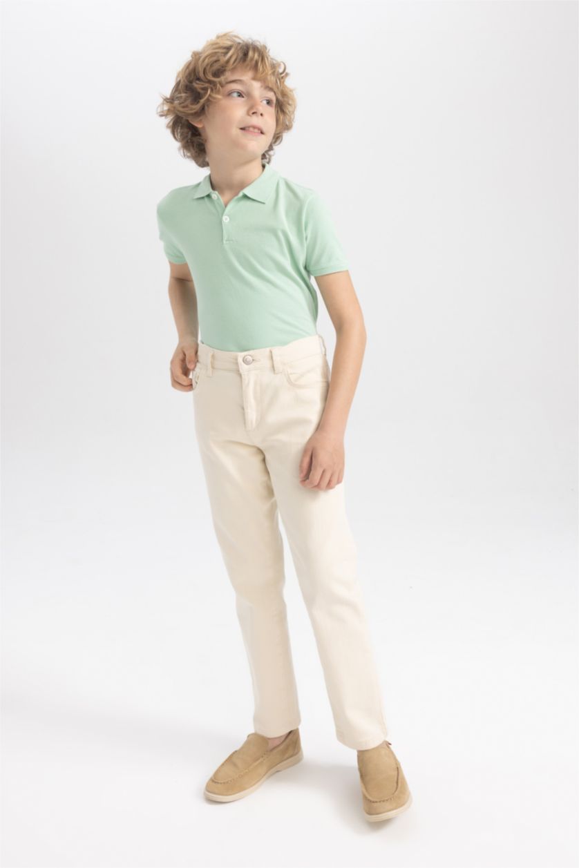 BOYS & TEENS Ecru Boy Regular Fit Gabardine Trousers